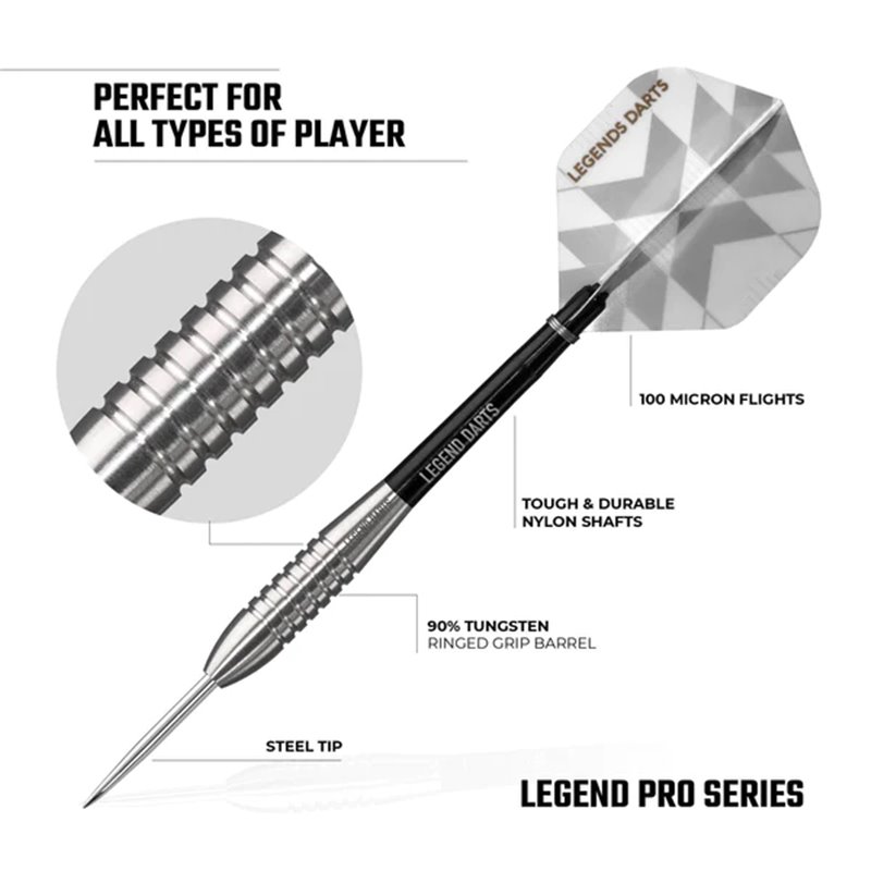 Legend Darts Pro Series V4 Bullet Ringed 90% • Dartwebshop.nl