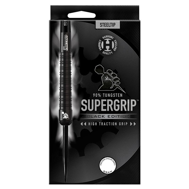 Harrows Supergrip Black Edition 90% • Dartwebshop.nl