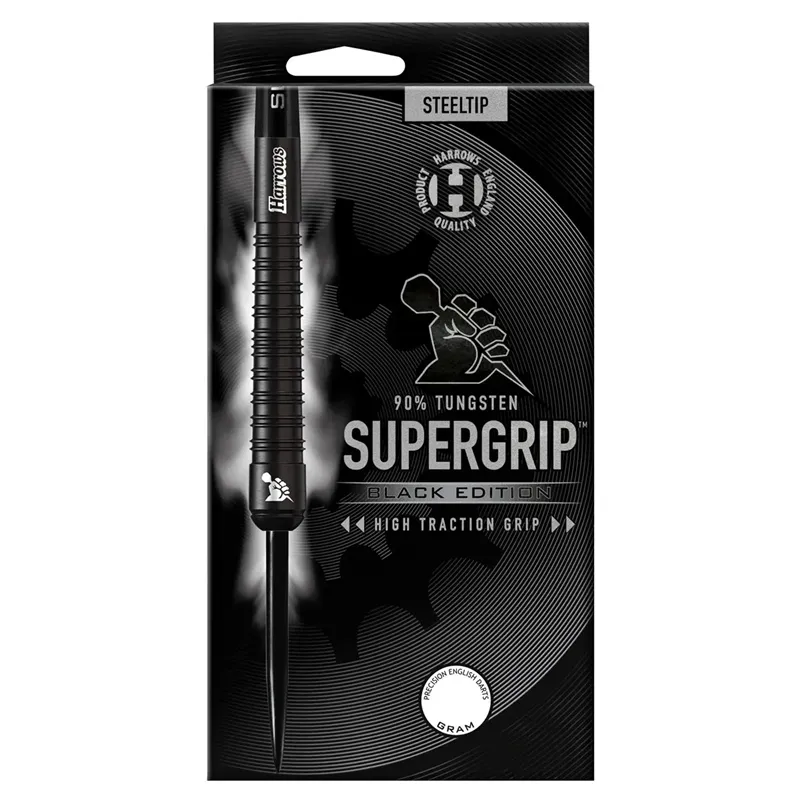 Harrows Supergrip Black Edition 90% | Dartpijlen | Dartwebshop.nl